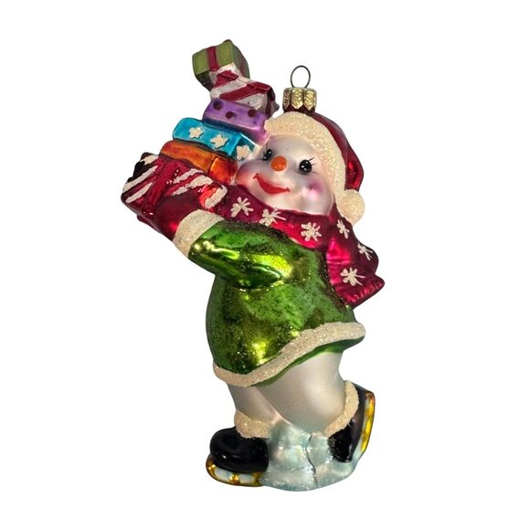 Summit Other - Summit Blown Glass Christmas Ornament Snowman Multicolor Handcrafted 4.5 Inches
